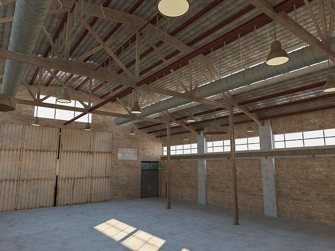 Warehouse Old interior and exterior 3D model 7