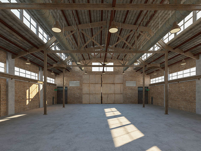 Warehouse Old interior and exterior 3D model 2