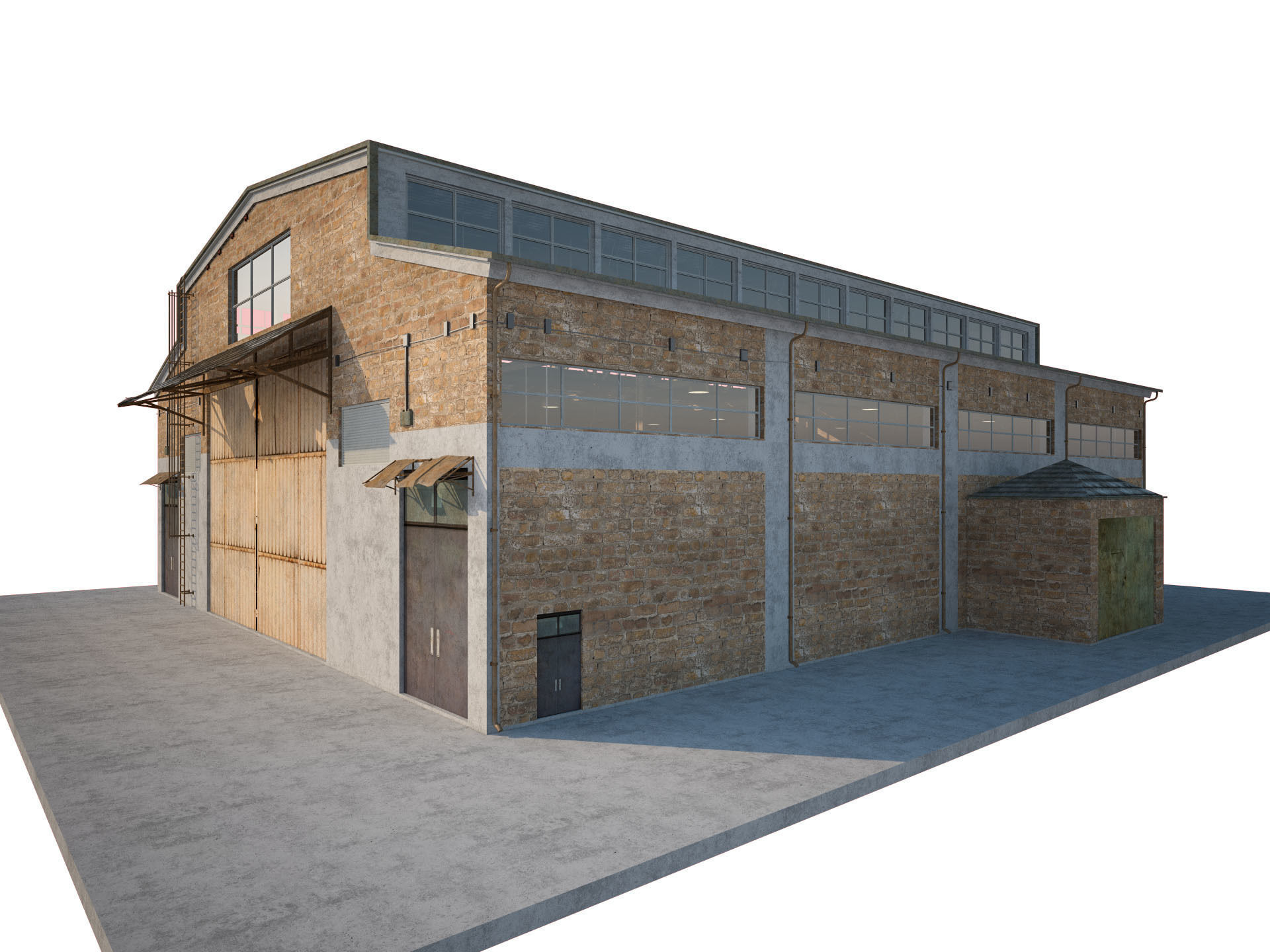 Warehouse Old interior and exterior 3D model_11