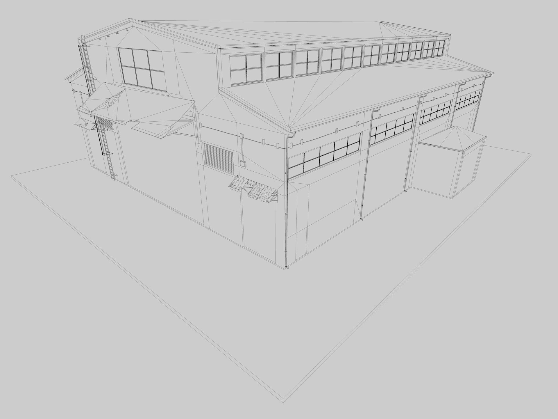Warehouse Old interior and exterior 3D model_18