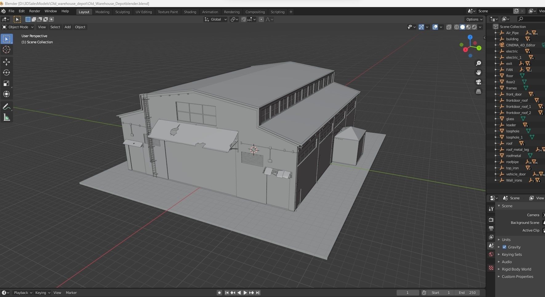 Warehouse Old interior and exterior 3D model_30