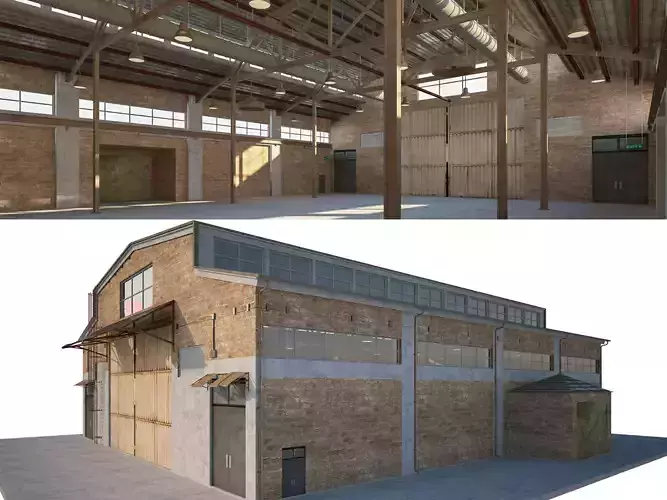 Warehouse Old interior and exterior 3D model