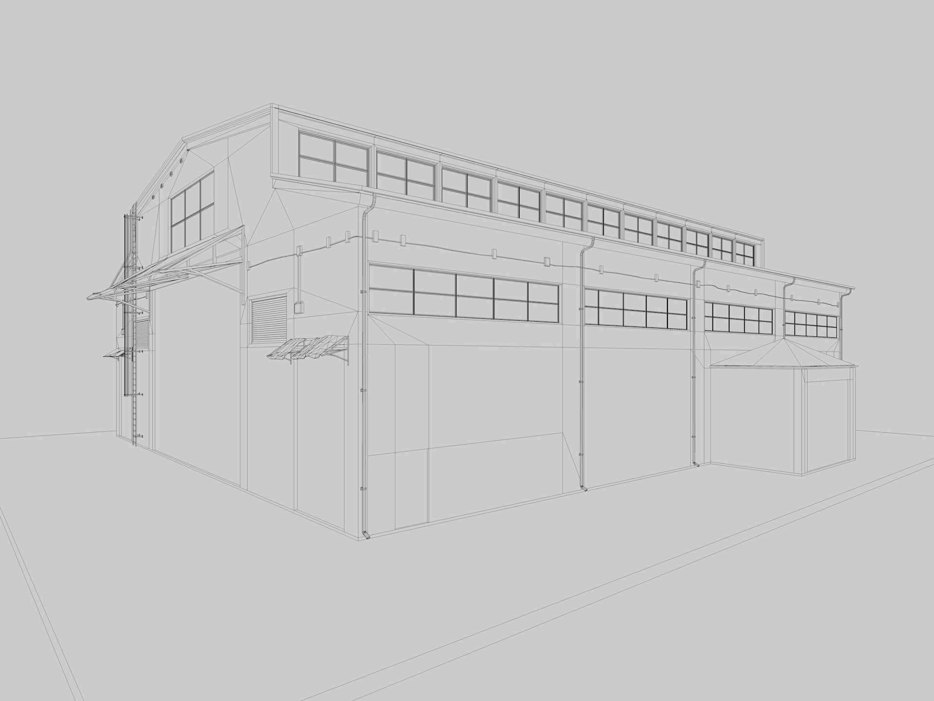 Warehouse Old interior and exterior 3D model_16