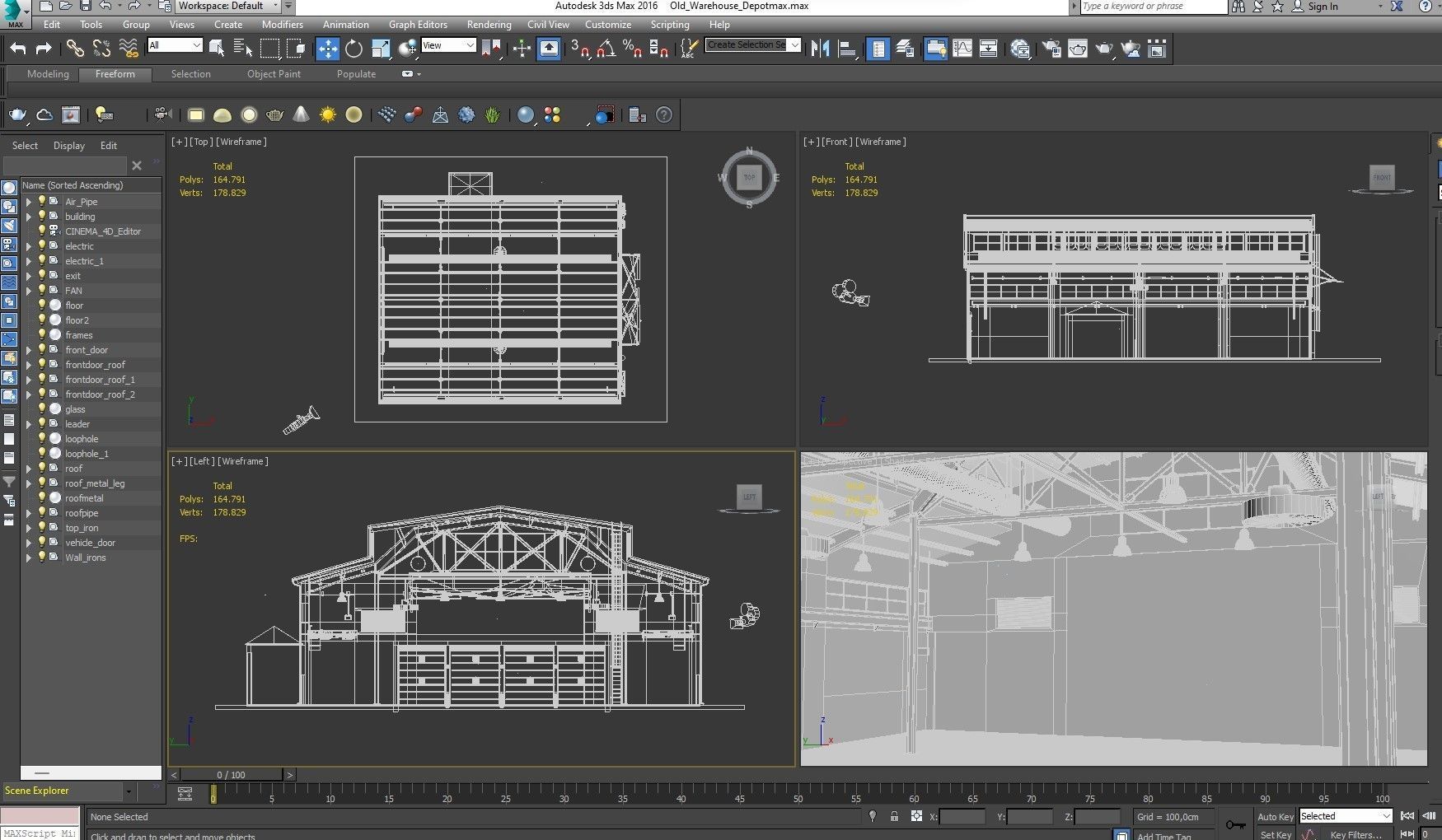 Warehouse Old interior and exterior 3D model_33