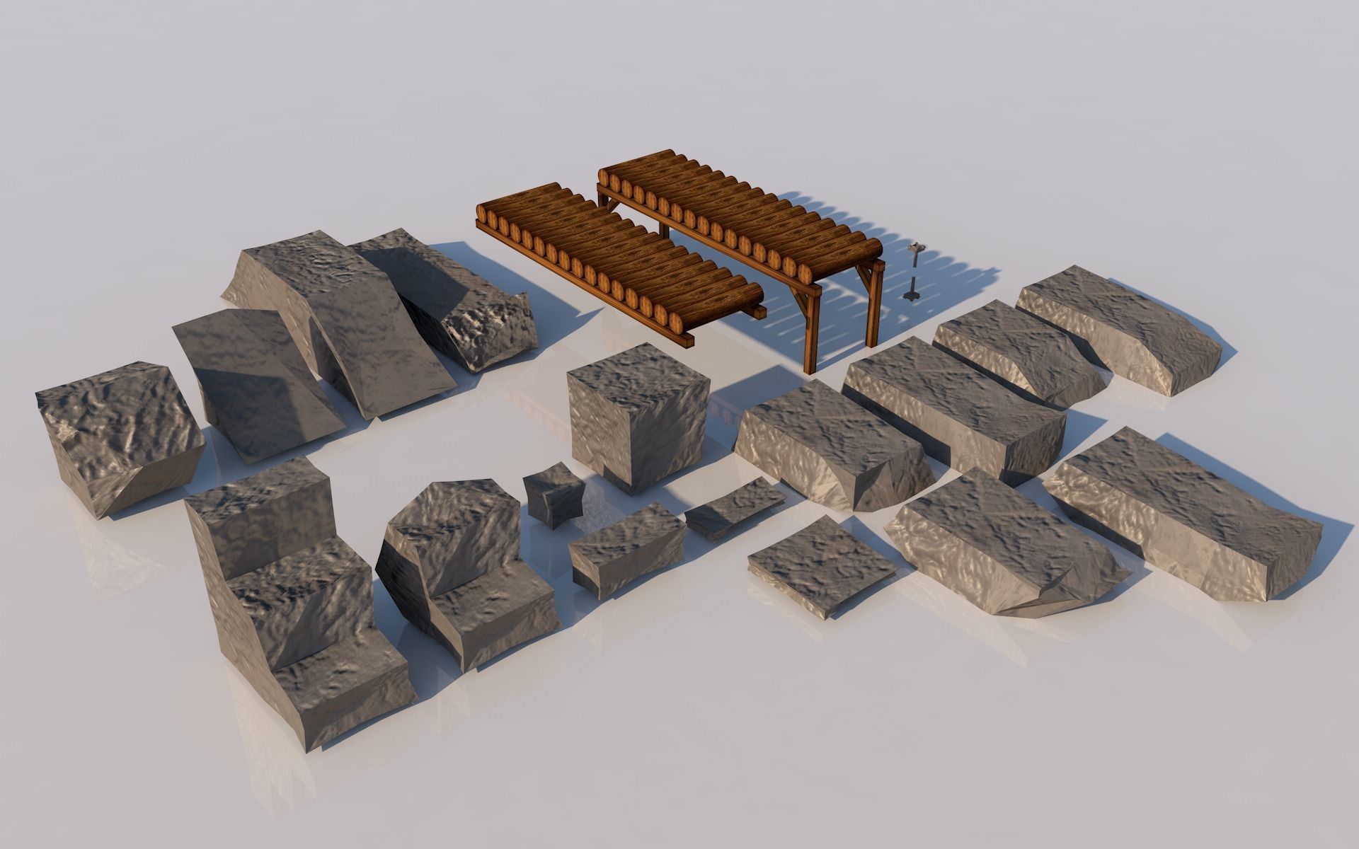 Pack of platforms Low-poly 3D model_4