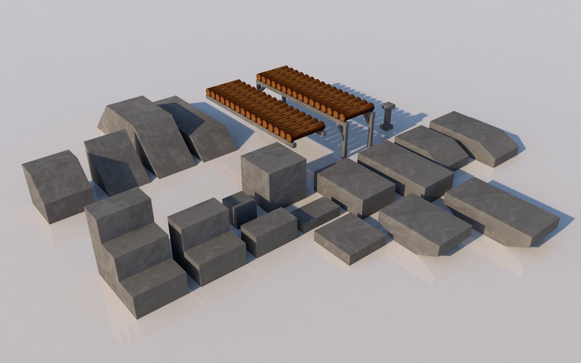 Pack of platforms Low-poly 3D model_6