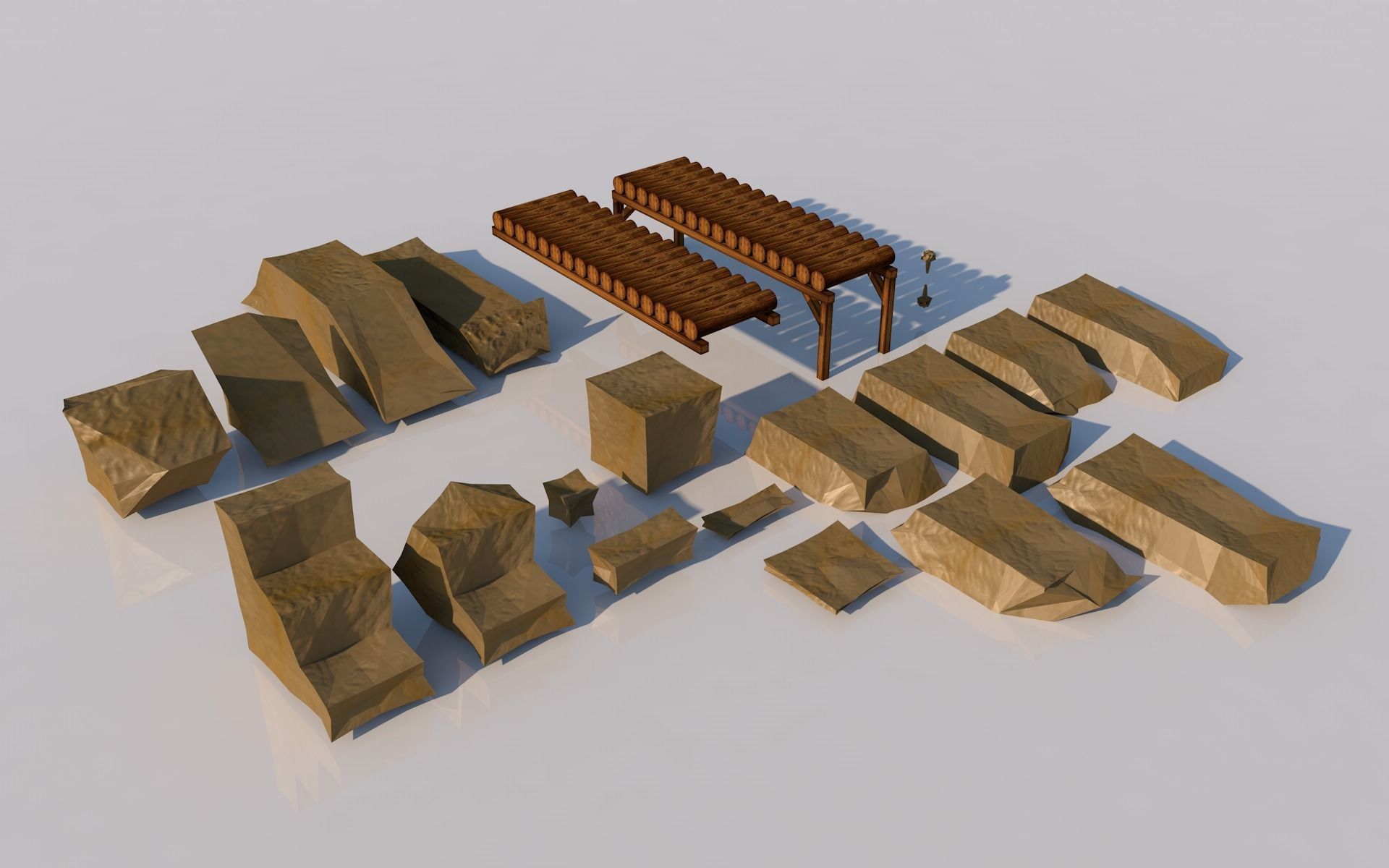 Pack of platforms Low-poly 3D model_5