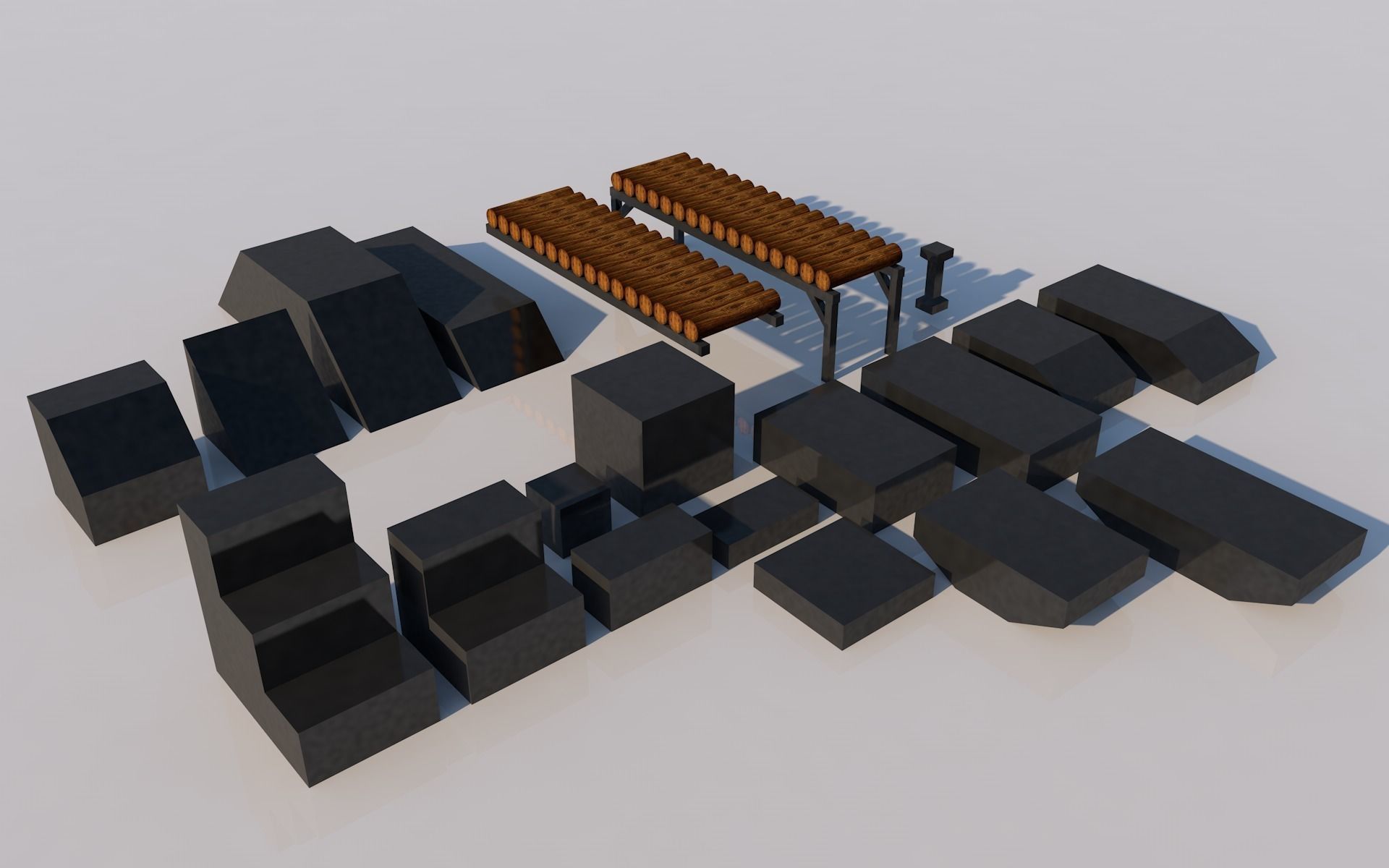 Pack of platforms Low-poly 3D model_1
