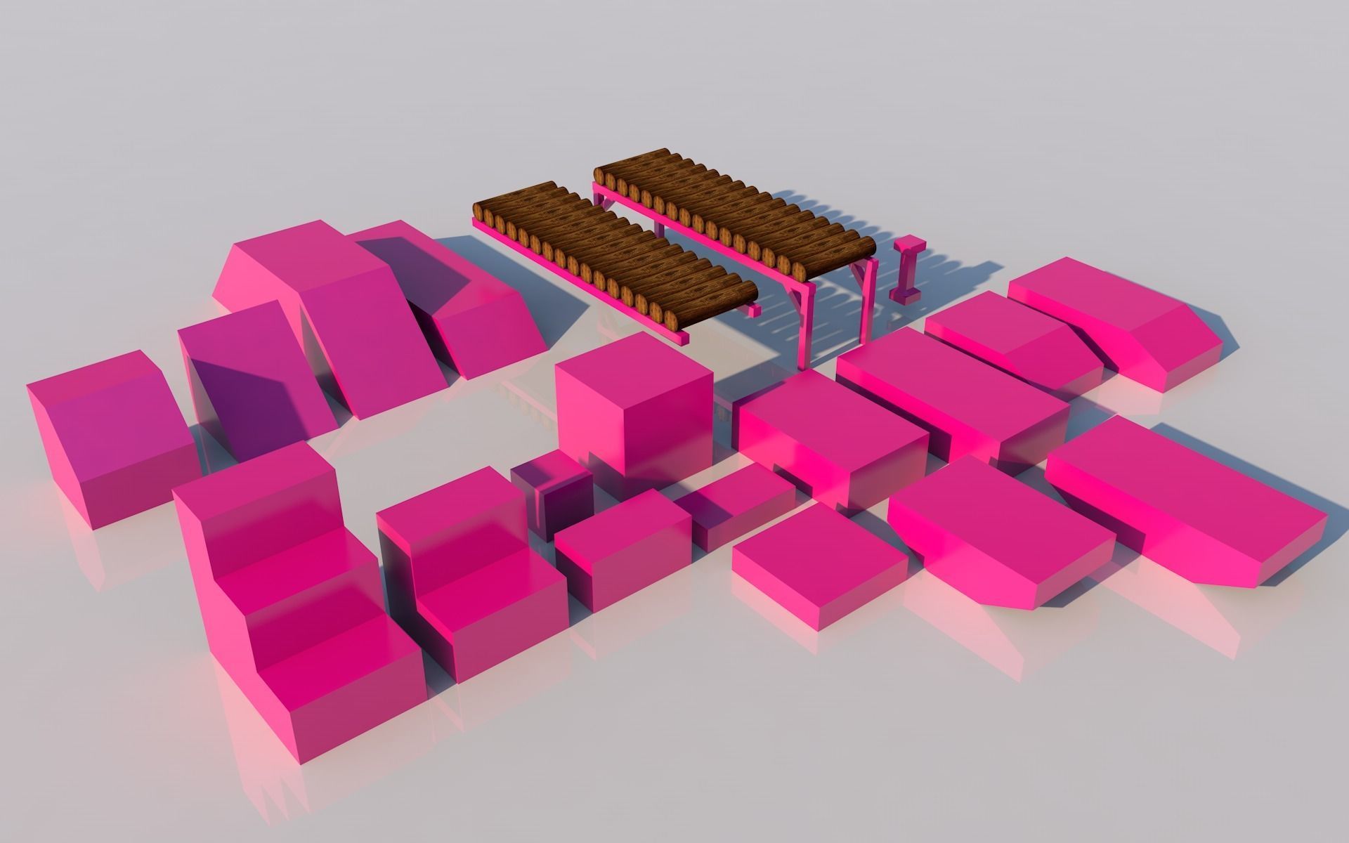Pack of platforms Low-poly 3D model_2