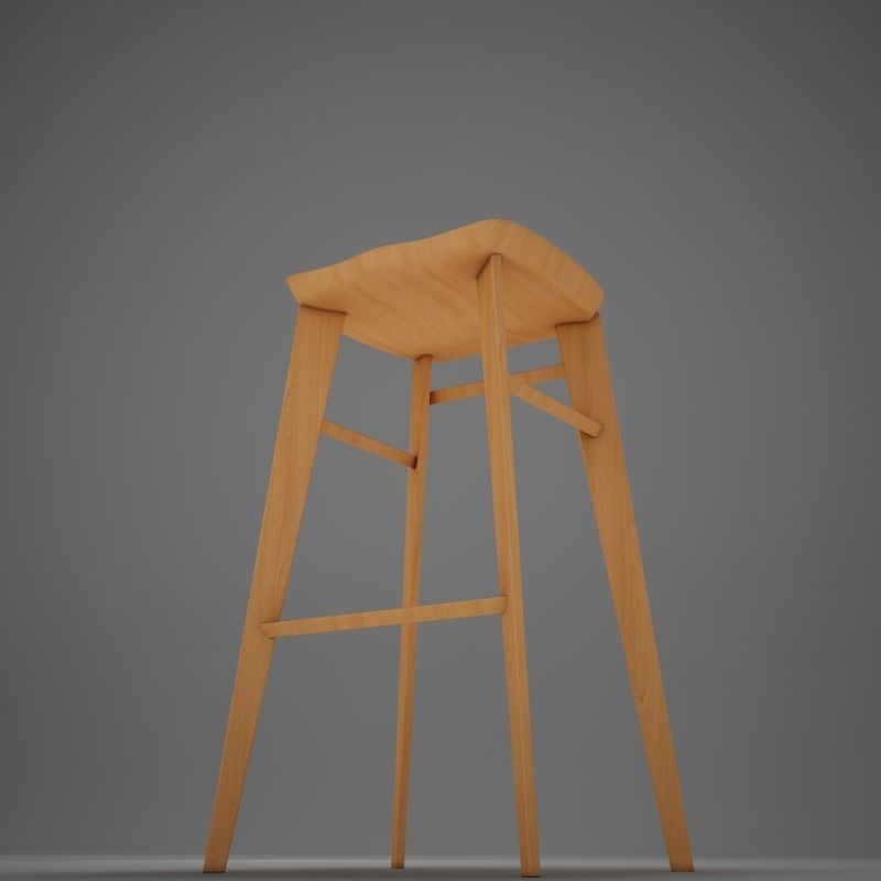 Modern kitchen chair 3D model_4