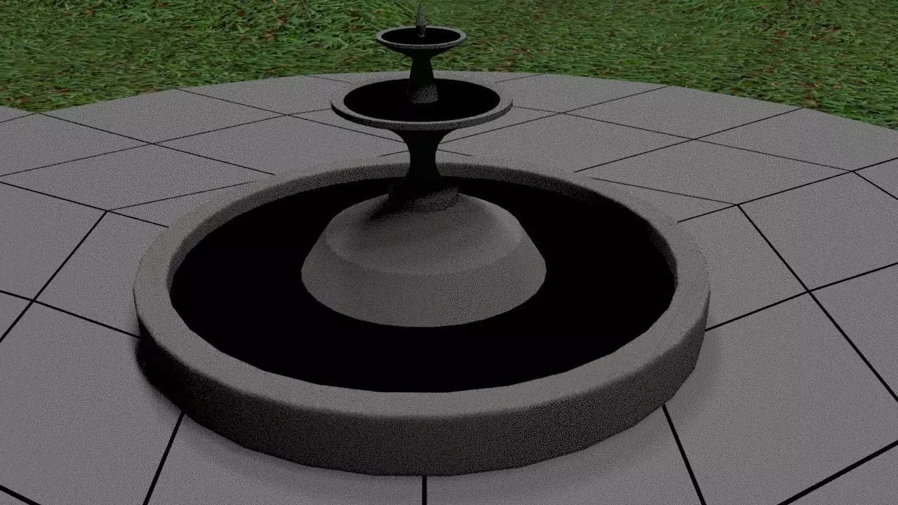 Simple Fountain Low-poly 3D model_0