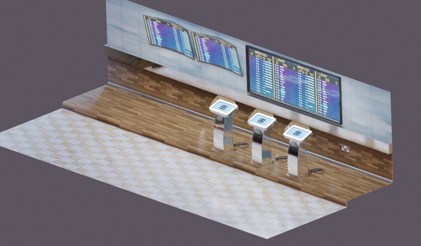 Airport Atm  Low-poly 3D model_6