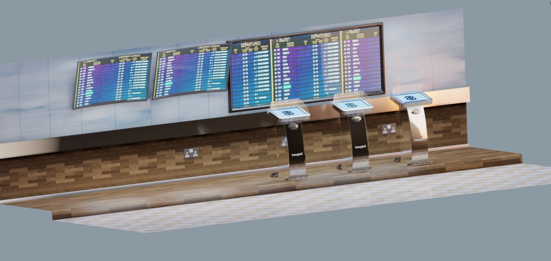 Airport Atm  Low-poly 3D model_10