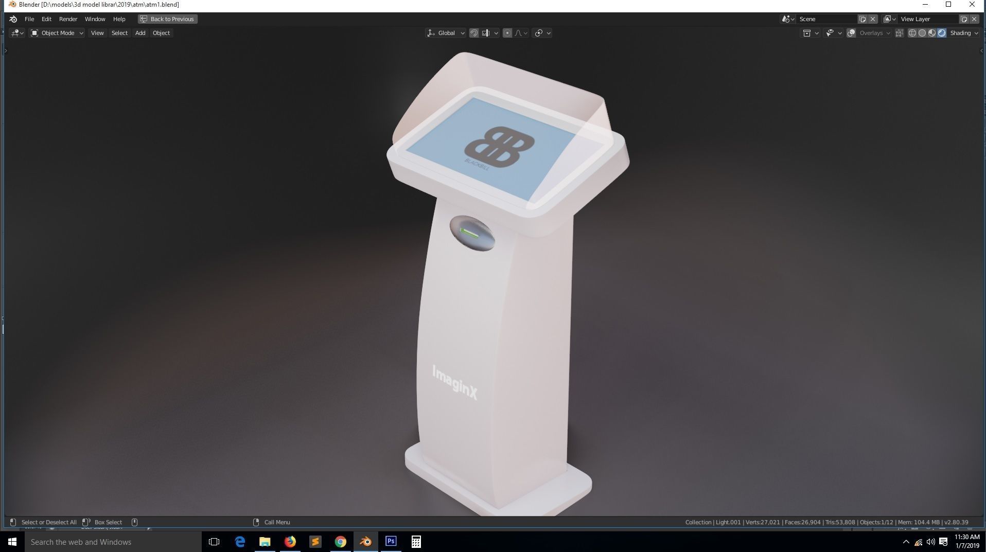 Airport Atm  Low-poly 3D model_8