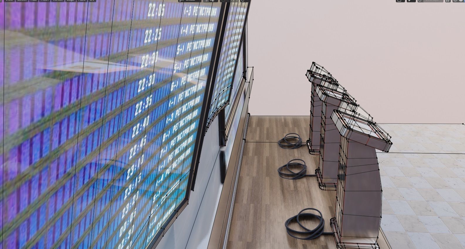 Airport Atm  Low-poly 3D model_11