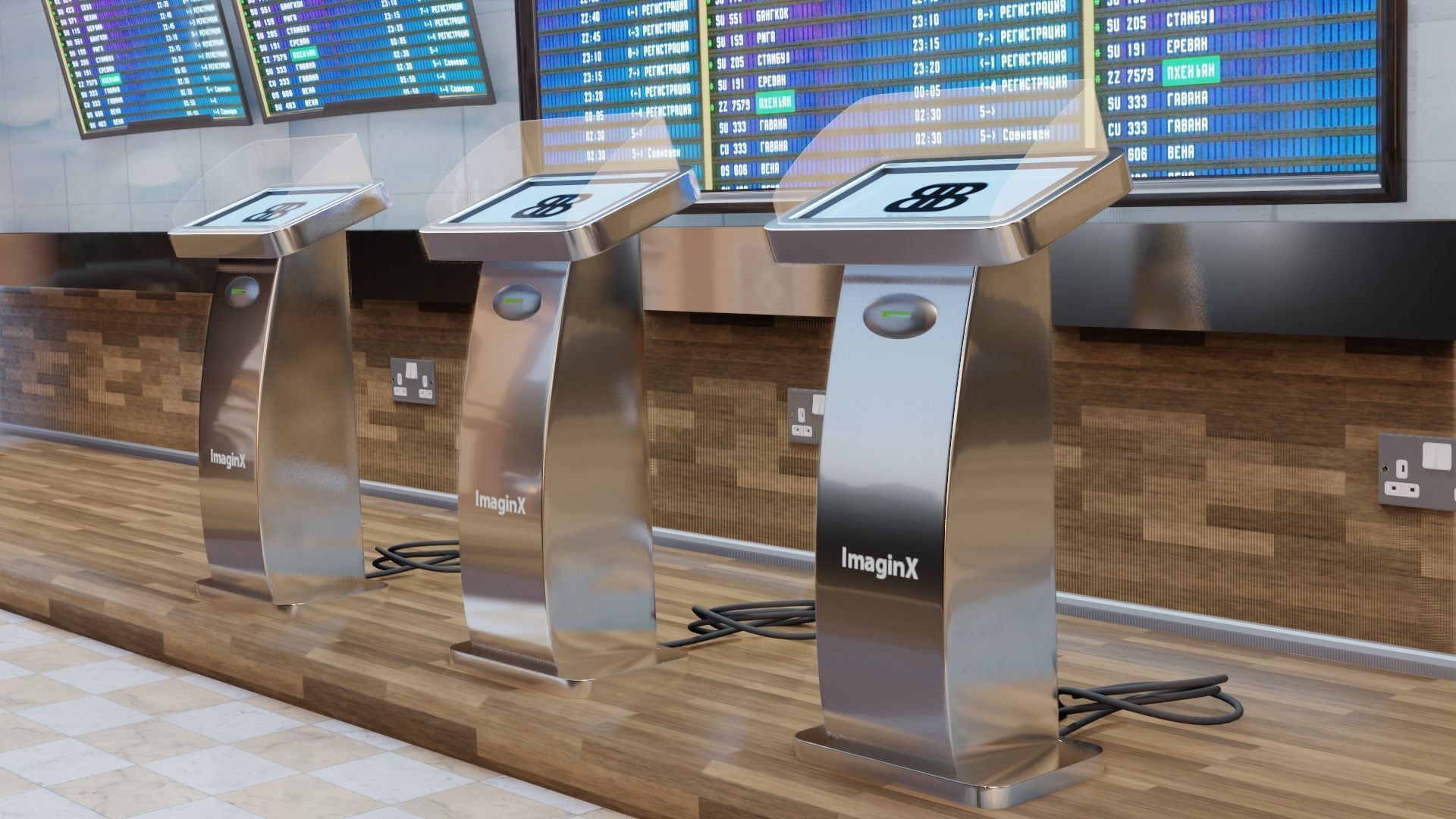 Airport Atm  Low-poly 3D model_19