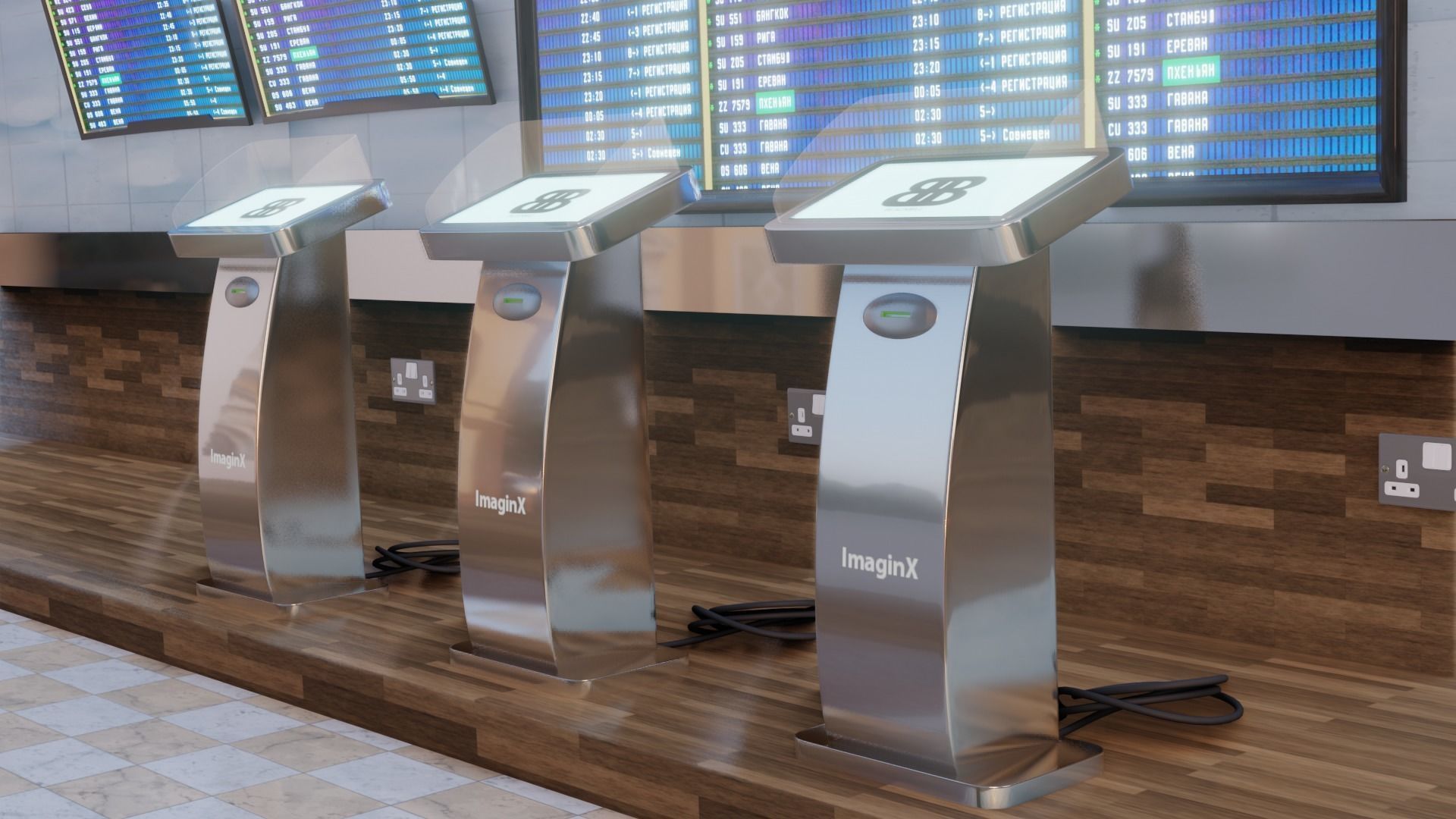 Airport Atm  Low-poly 3D model_17