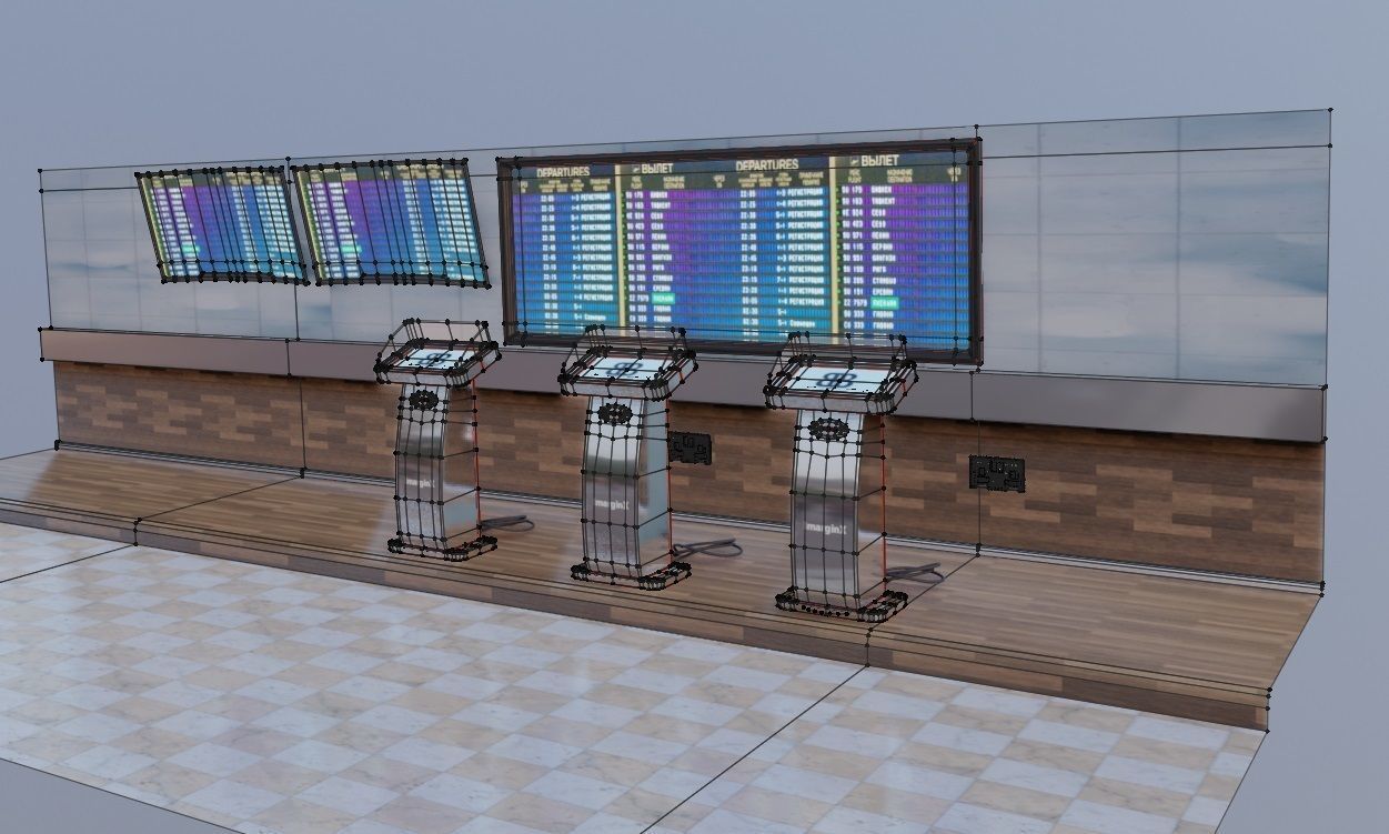 Airport Atm  Low-poly 3D model_9