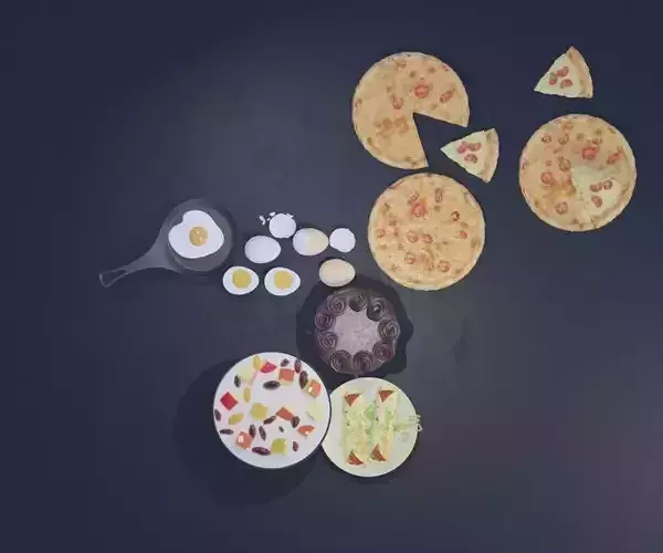 food collection including pizza cake chicken and more