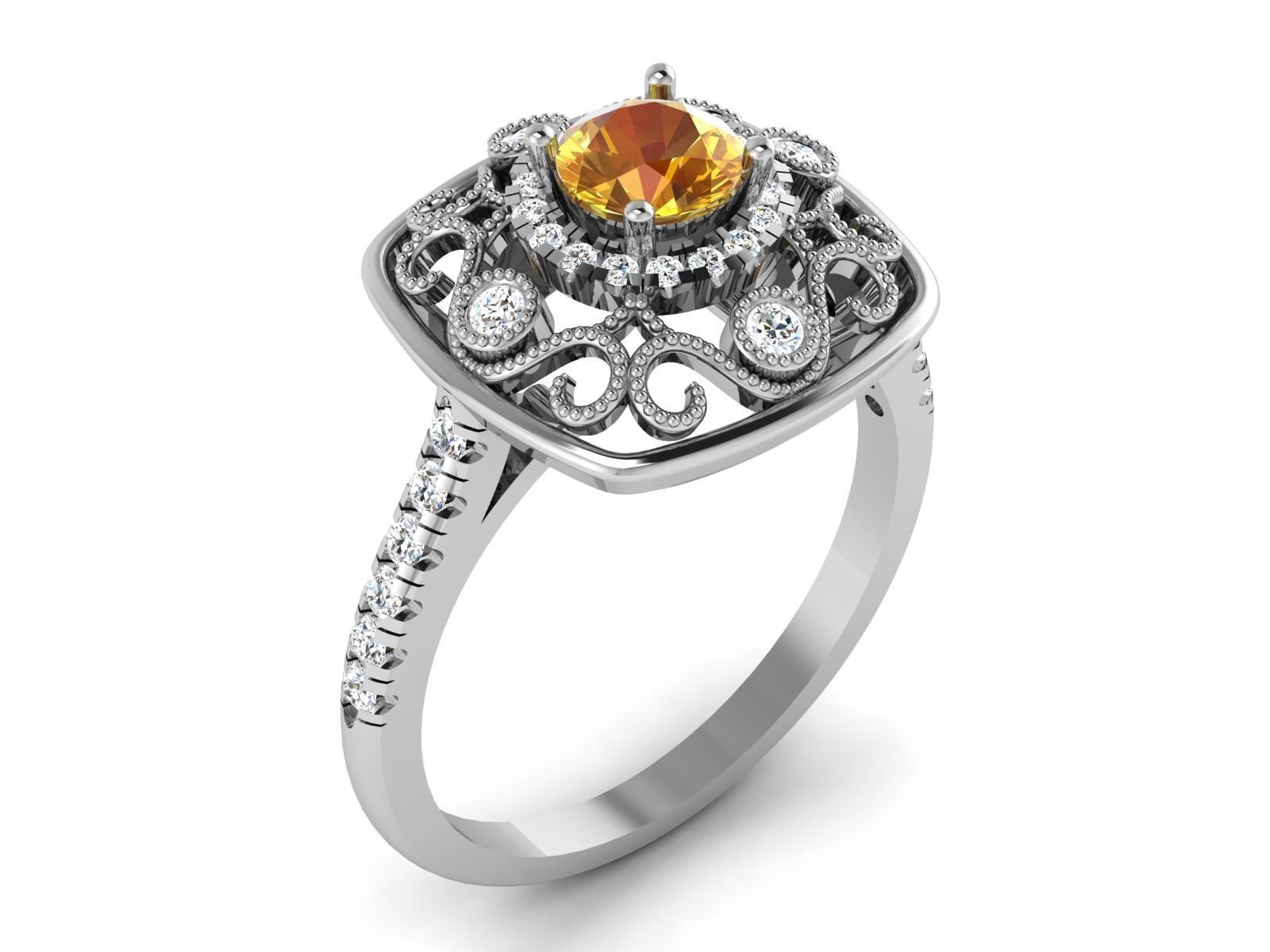 Solitaire ring 3dm stl render detail 3D print model 3D print model_11