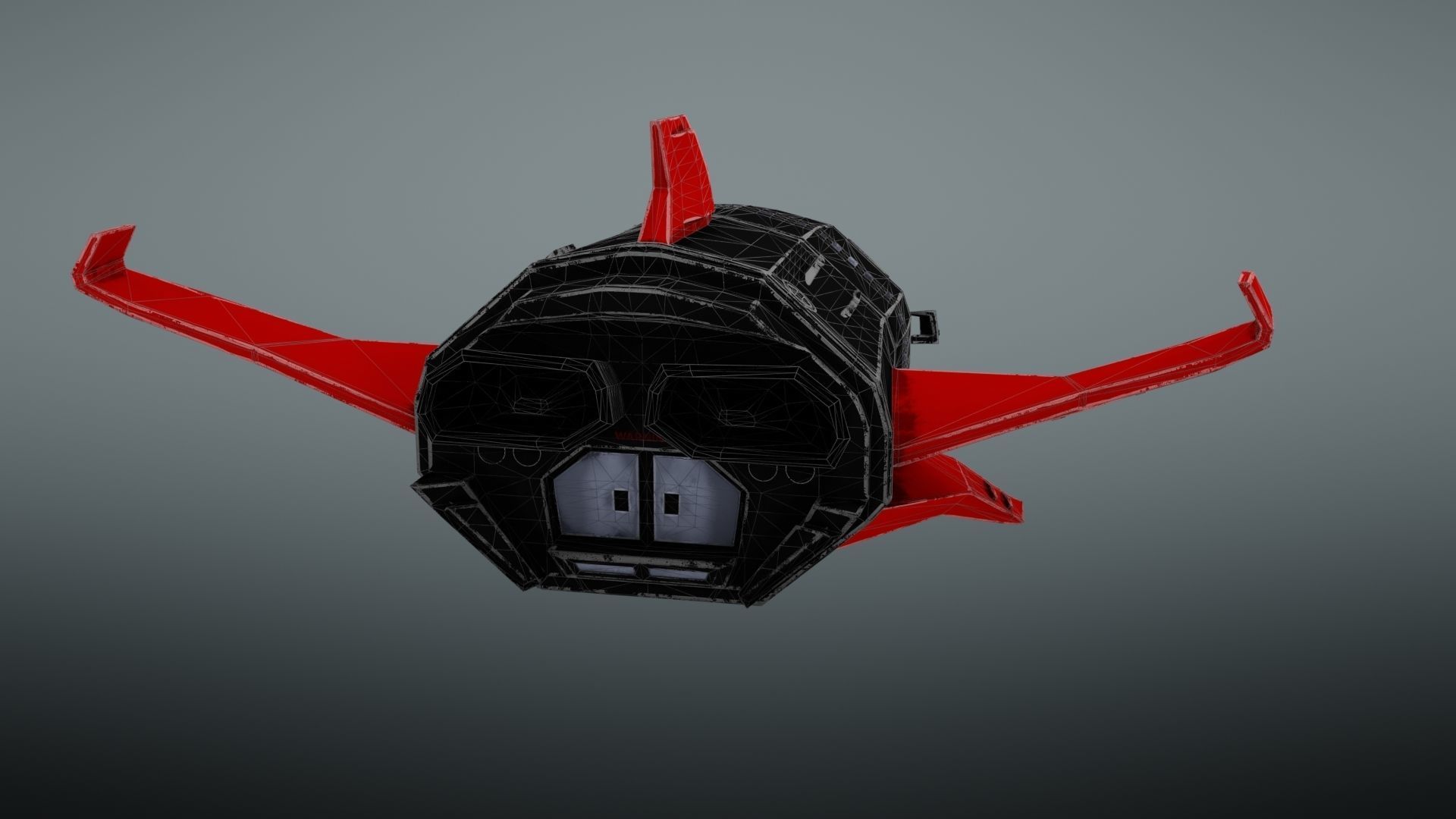 Spacecraft spaceship with wings Low-poly 3D model_33