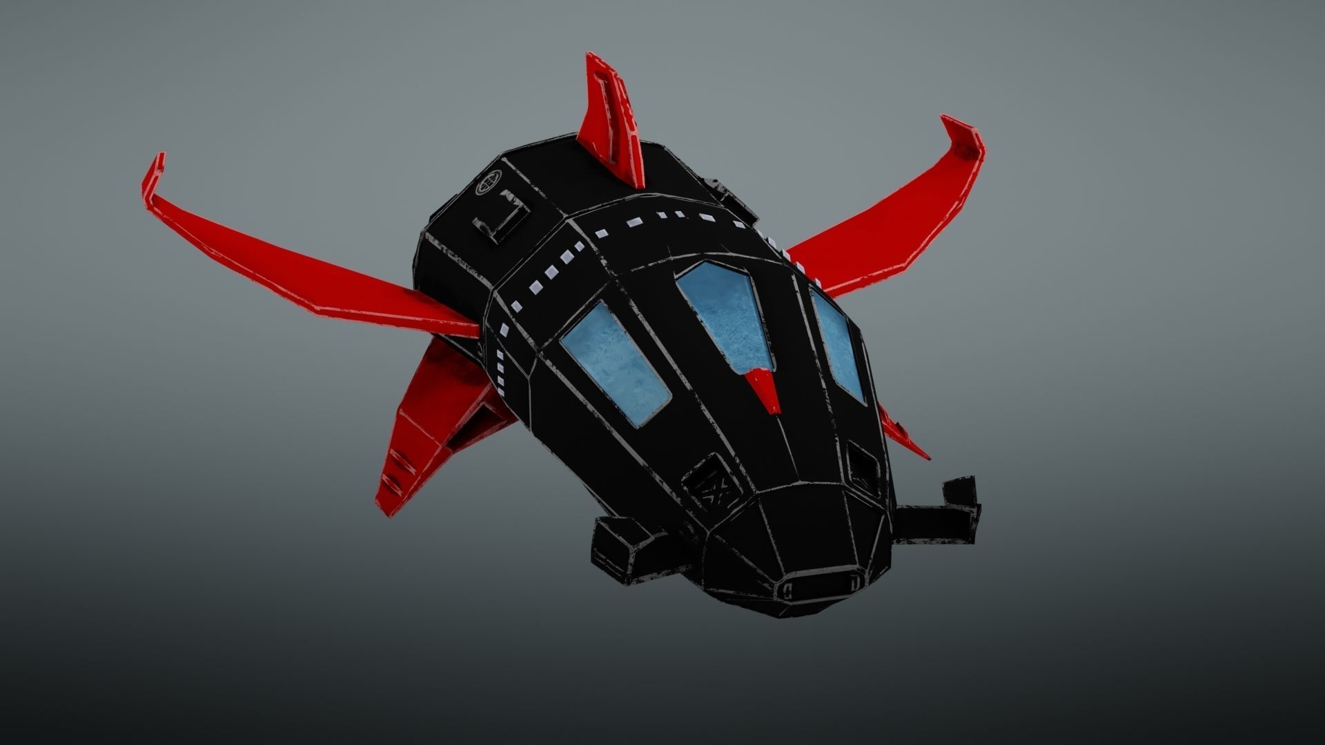 Spacecraft spaceship with wings Low-poly 3D model_7