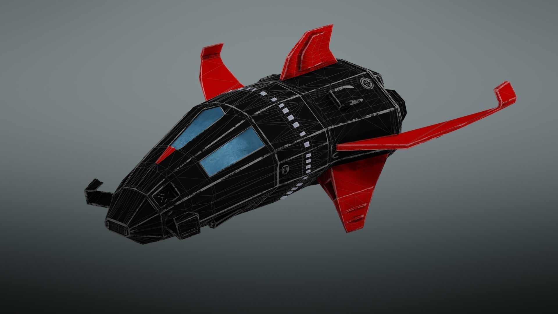 Spacecraft spaceship with wings Low-poly 3D model_41