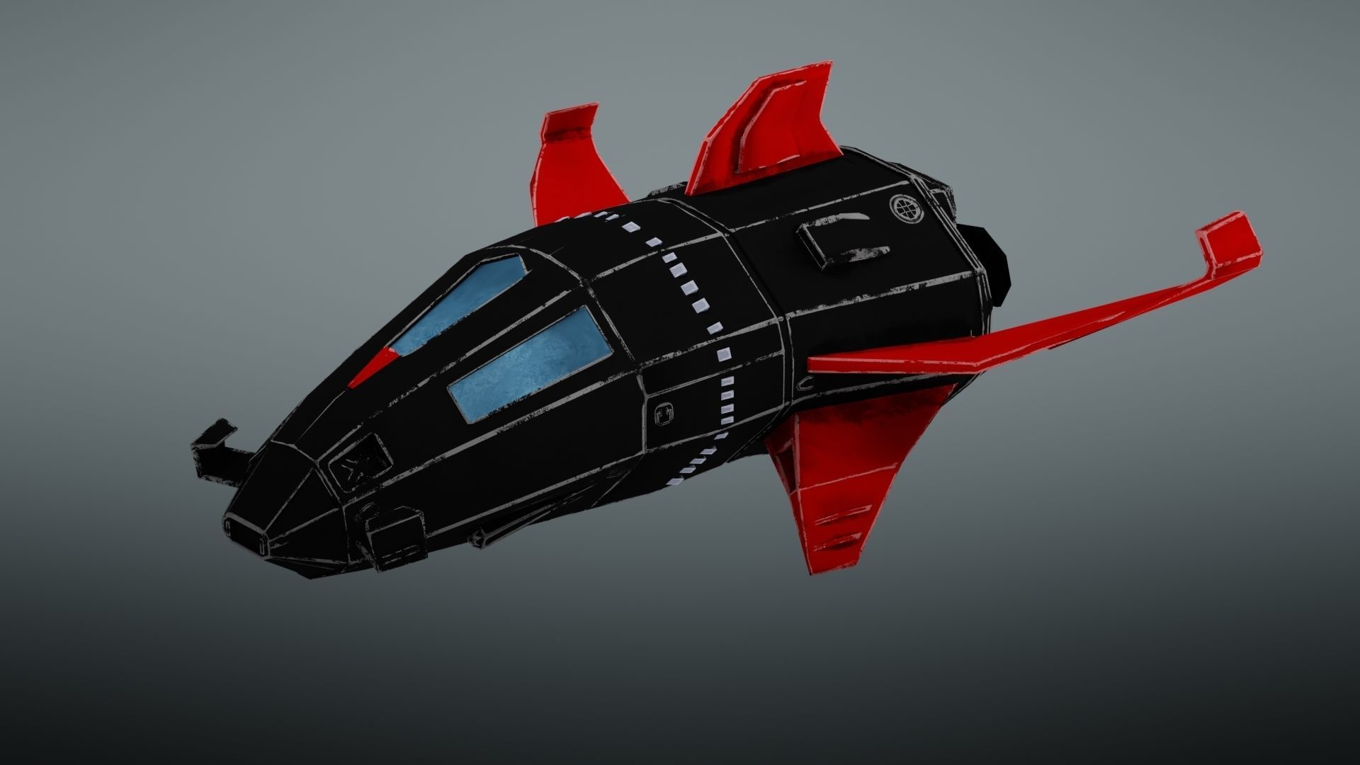 Spacecraft spaceship with wings Low-poly 3D model_20