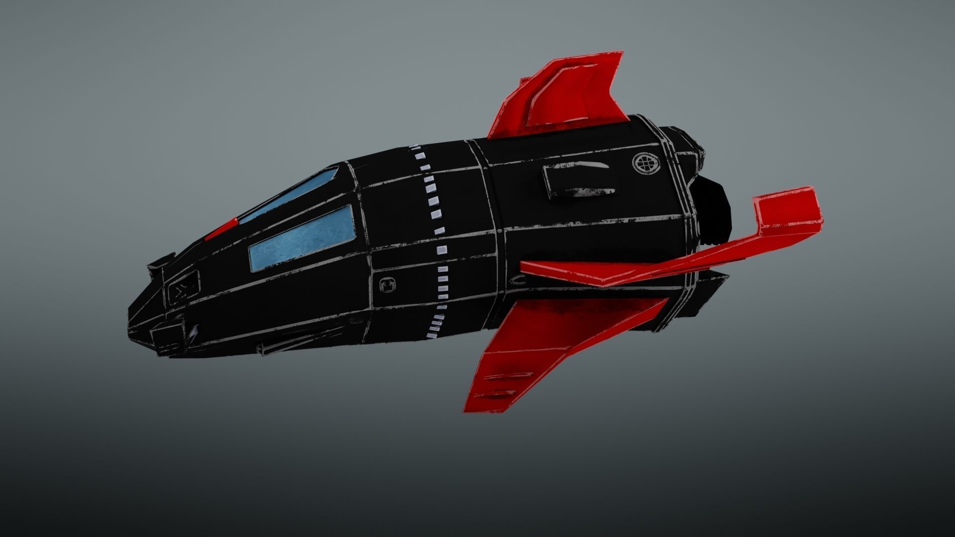 Spacecraft spaceship with wings Low-poly 3D model_18