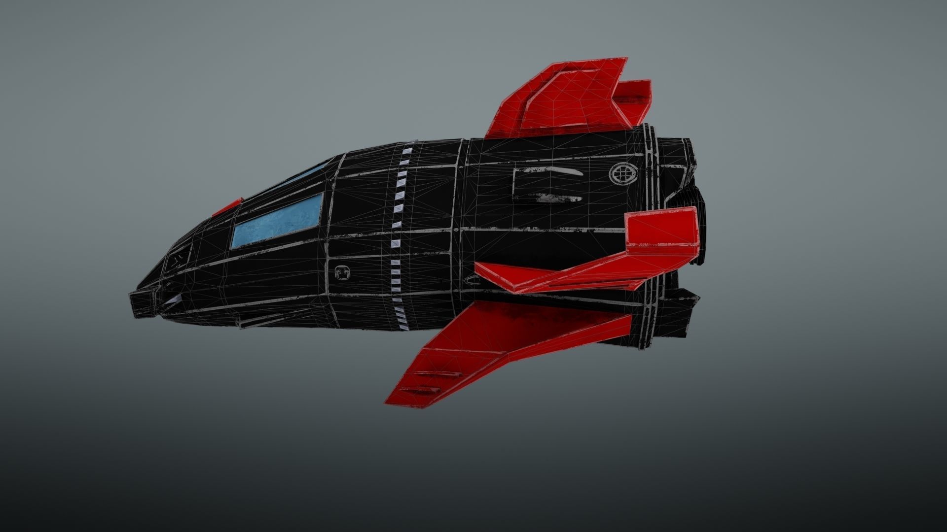 Spacecraft spaceship with wings Low-poly 3D model_37