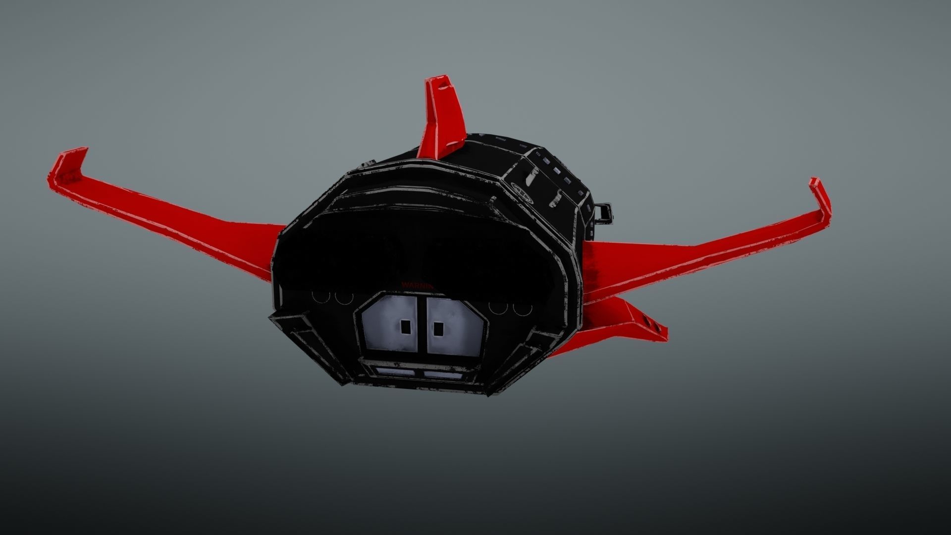 Spacecraft spaceship with wings Low-poly 3D model_13