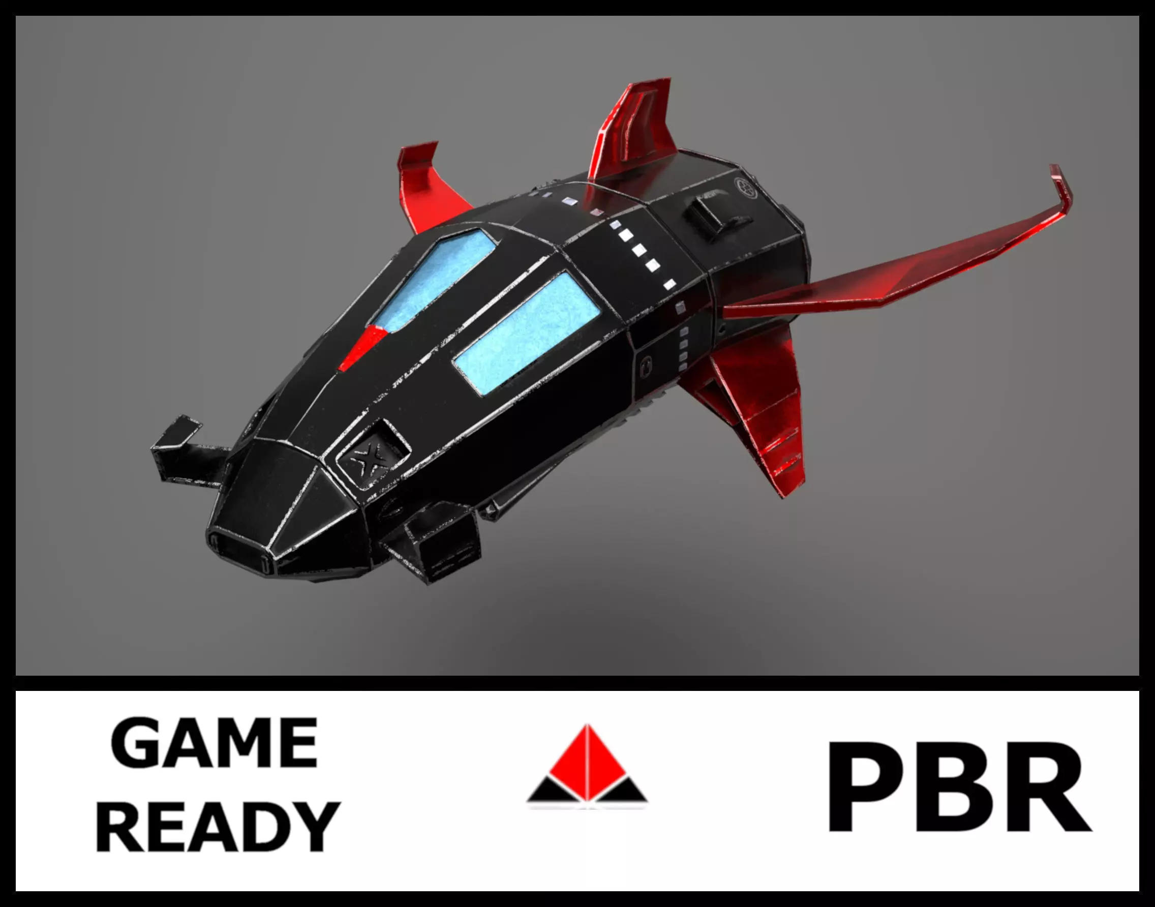 Spacecraft spaceship with wings Low-poly 3D model_0