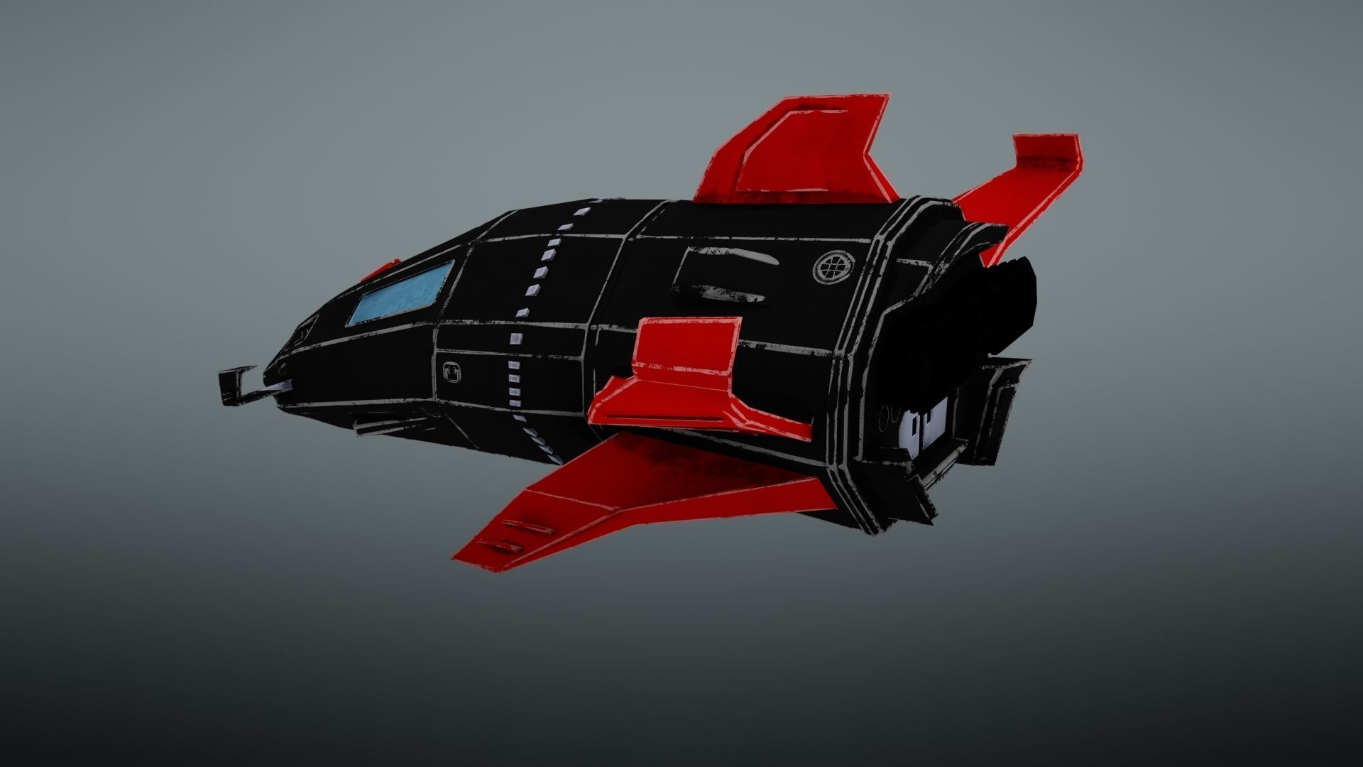 Spacecraft spaceship with wings Low-poly 3D model_16