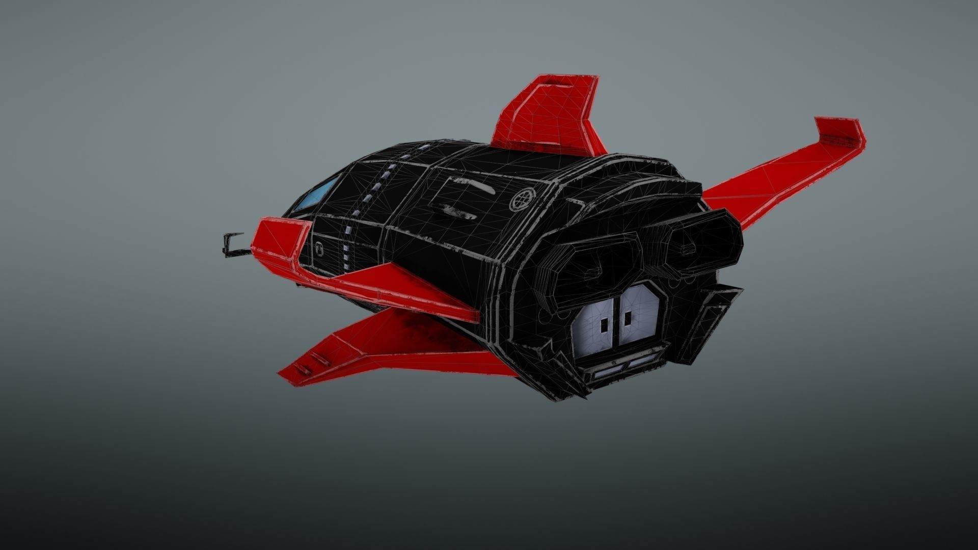 Spacecraft spaceship with wings Low-poly 3D model_35