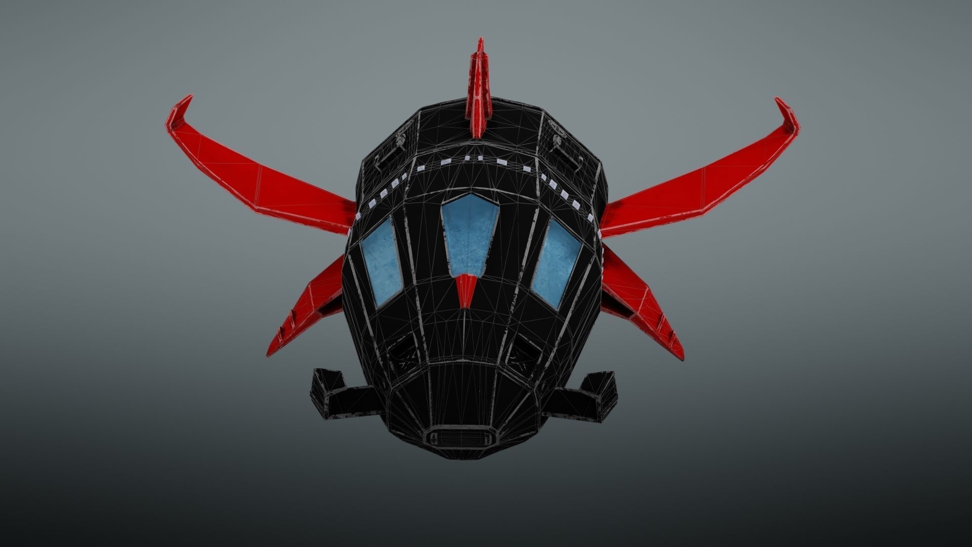Spacecraft spaceship with wings Low-poly 3D model_26