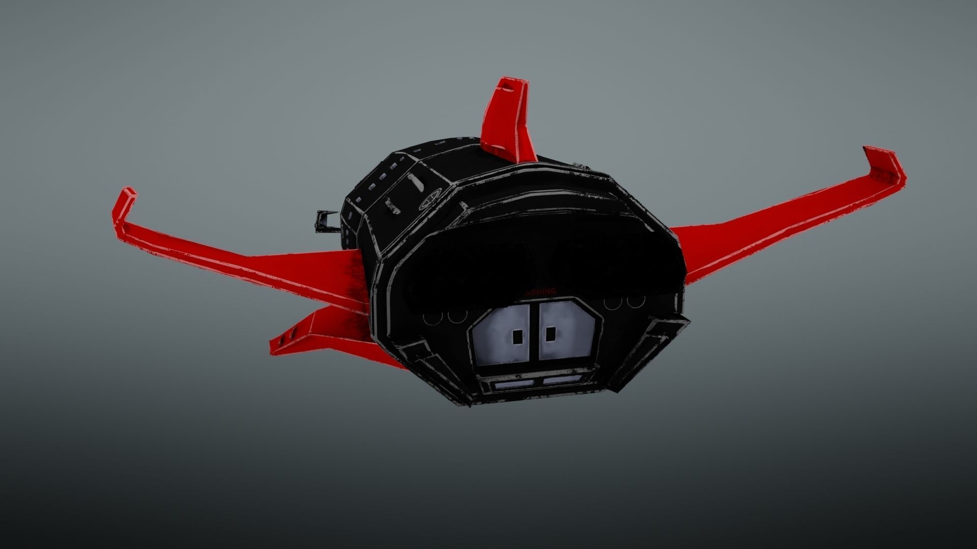 Spacecraft spaceship with wings Low-poly 3D model_14