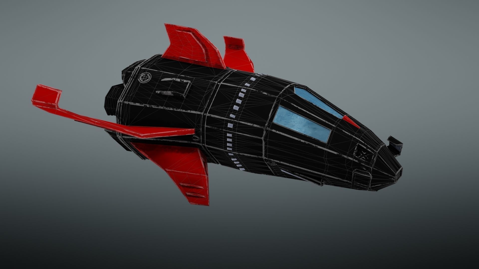 Spacecraft spaceship with wings Low-poly 3D model_29