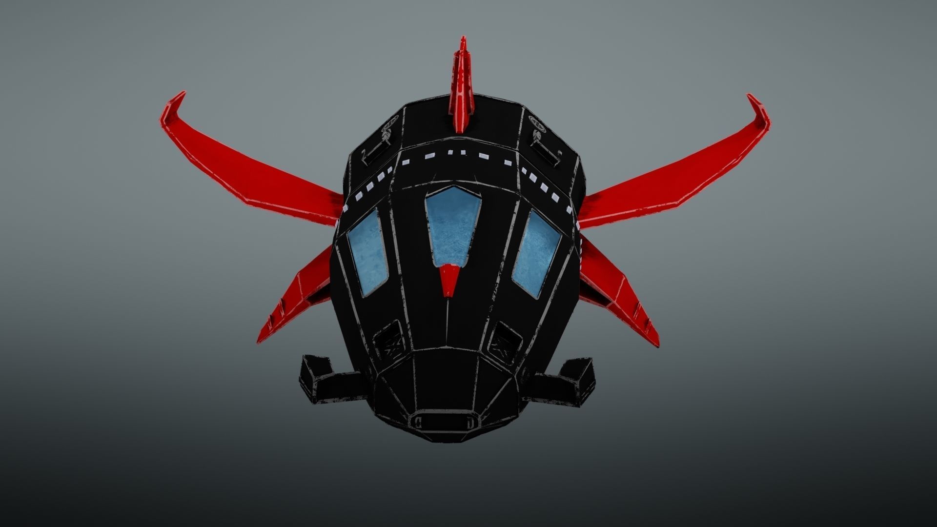 Spacecraft spaceship with wings Low-poly 3D model_6