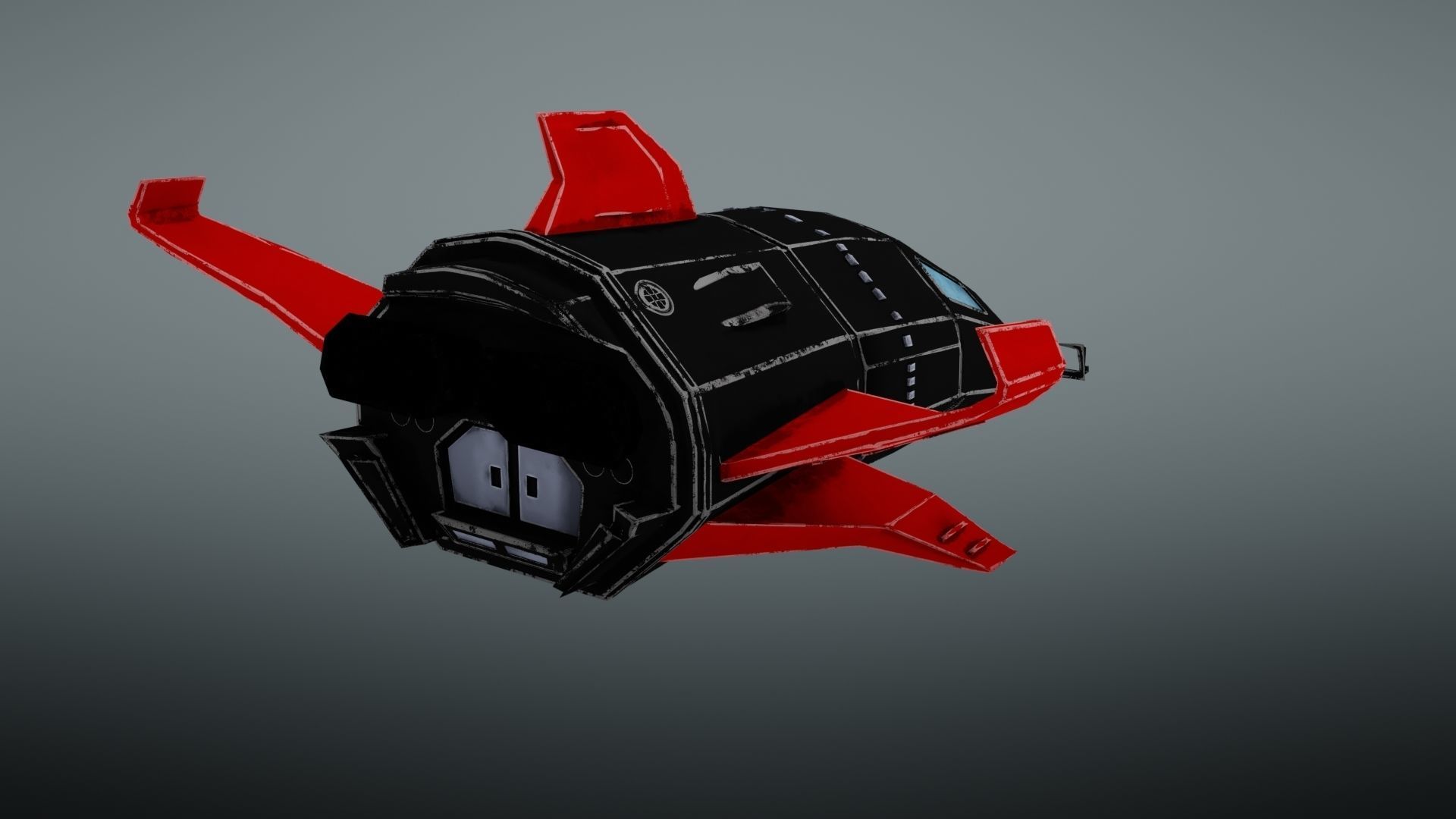 Spacecraft spaceship with wings Low-poly 3D model_12