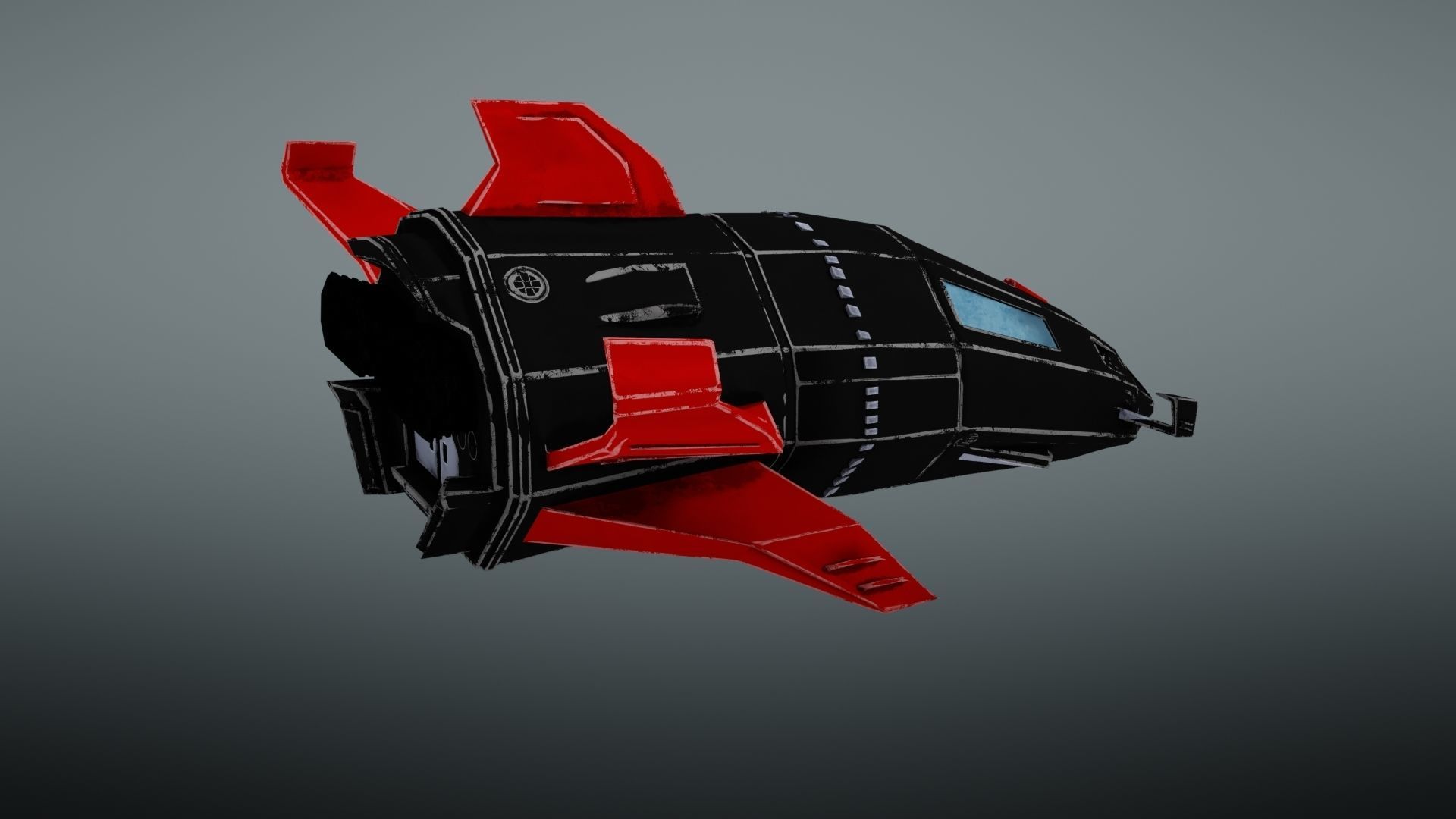 Spacecraft spaceship with wings Low-poly 3D model_11