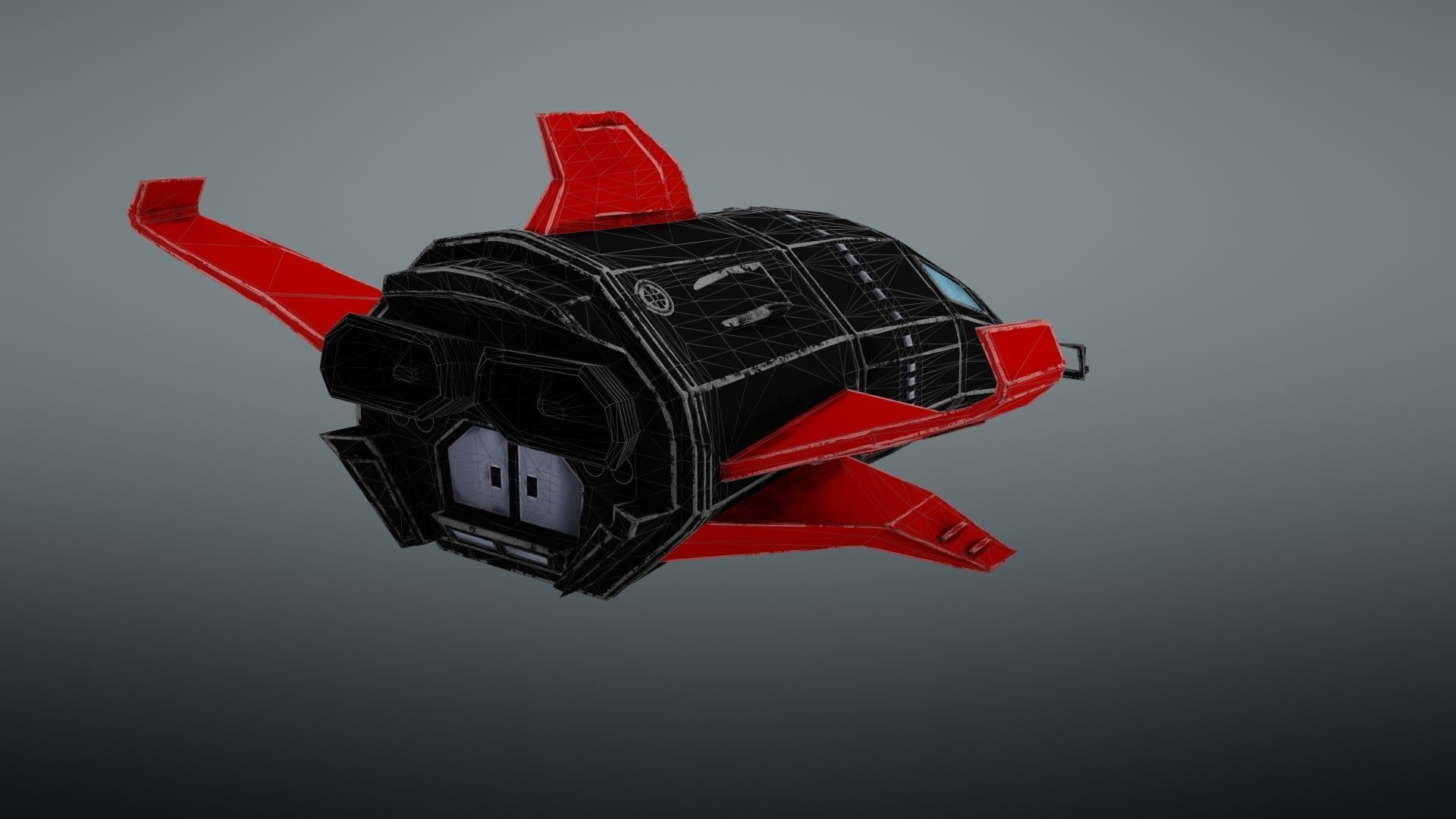 Spacecraft spaceship with wings Low-poly 3D model_32