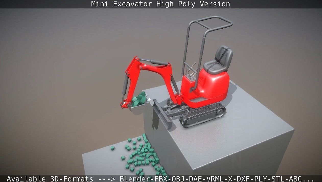 Mini-Excavator and Components  3D Model Collection_36