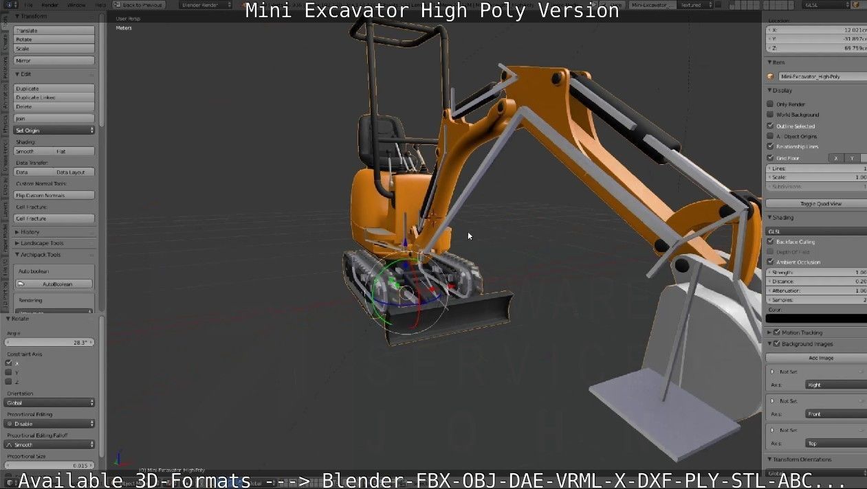 Mini-Excavator and Components  3D Model Collection_33