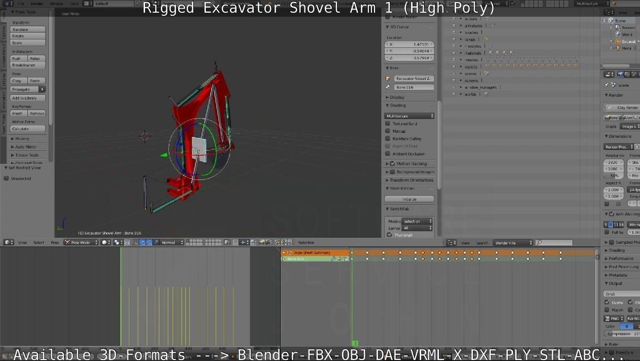 Mini-Excavator and Components  3D Model Collection_56