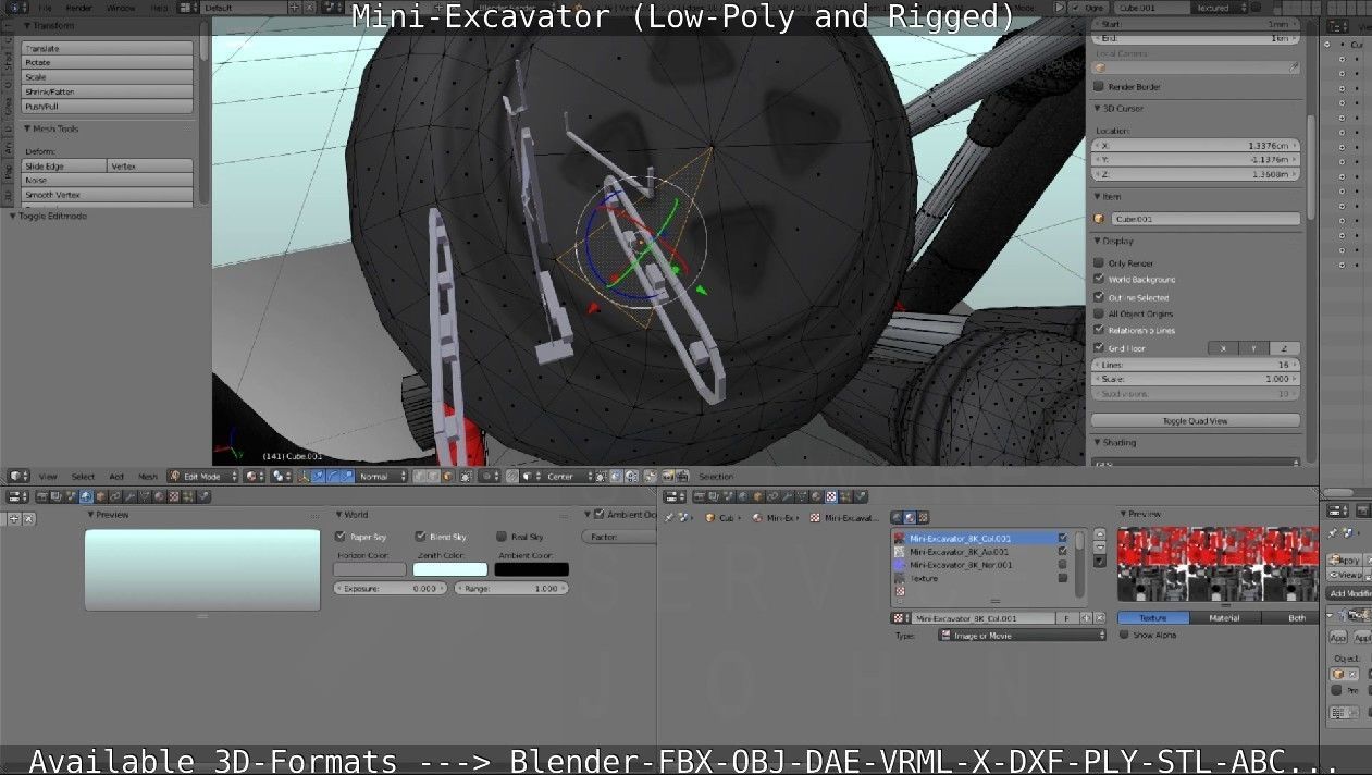 Mini-Excavator and Components  3D Model Collection_45