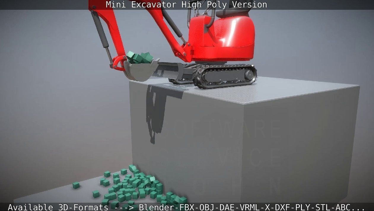 Mini-Excavator and Components  3D Model Collection_35