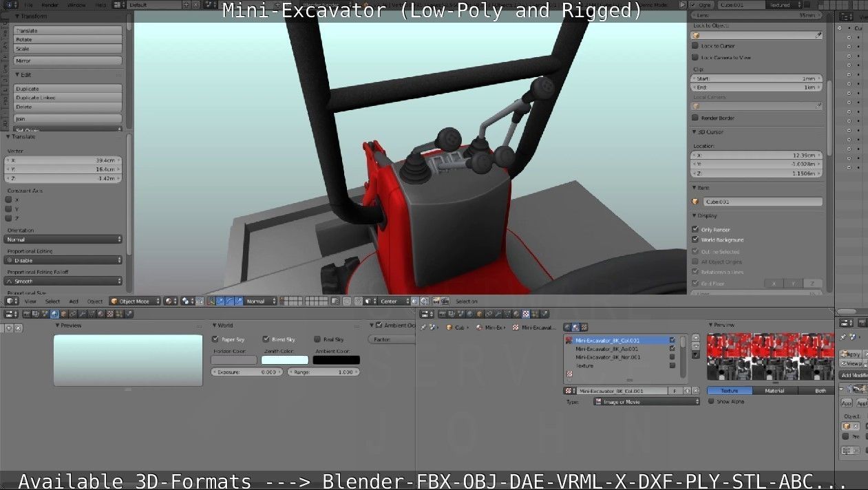 Mini-Excavator and Components  3D Model Collection_41