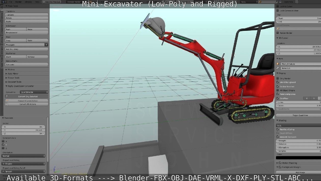 Mini-Excavator and Components  3D Model Collection_39