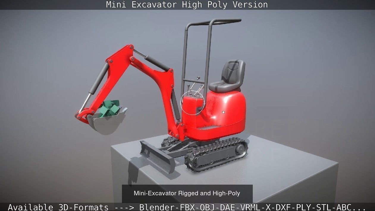 Mini-Excavator and Components  3D Model Collection_28