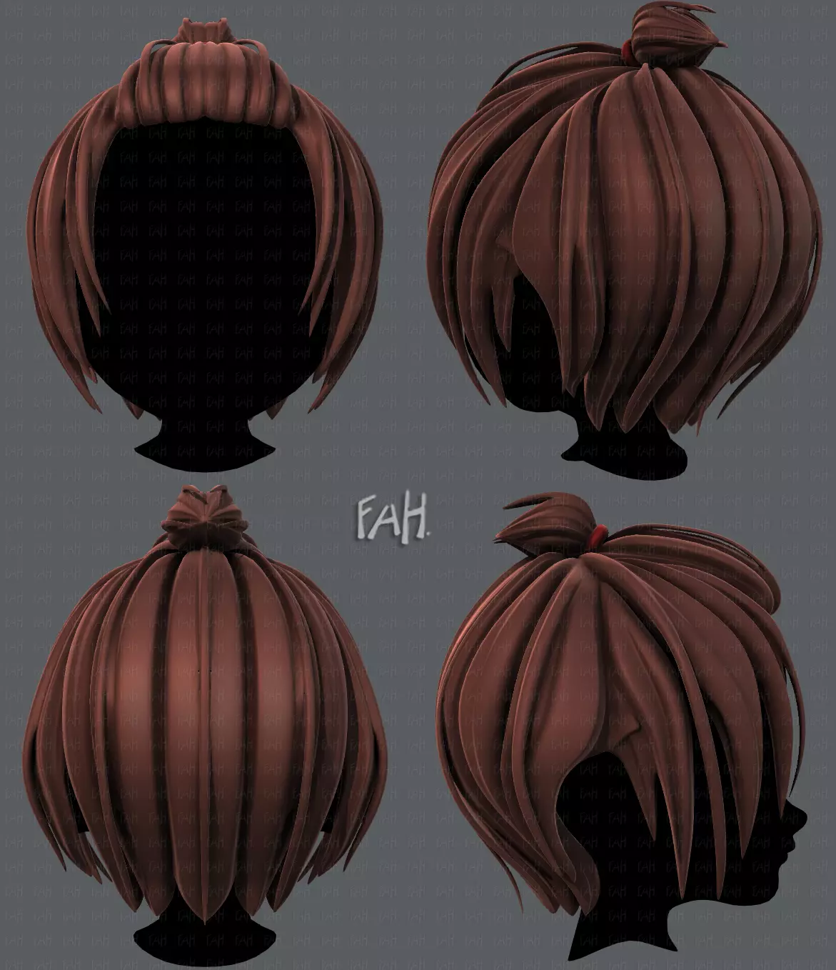 3D Hair style for boy V59 Low-poly 3D model_0